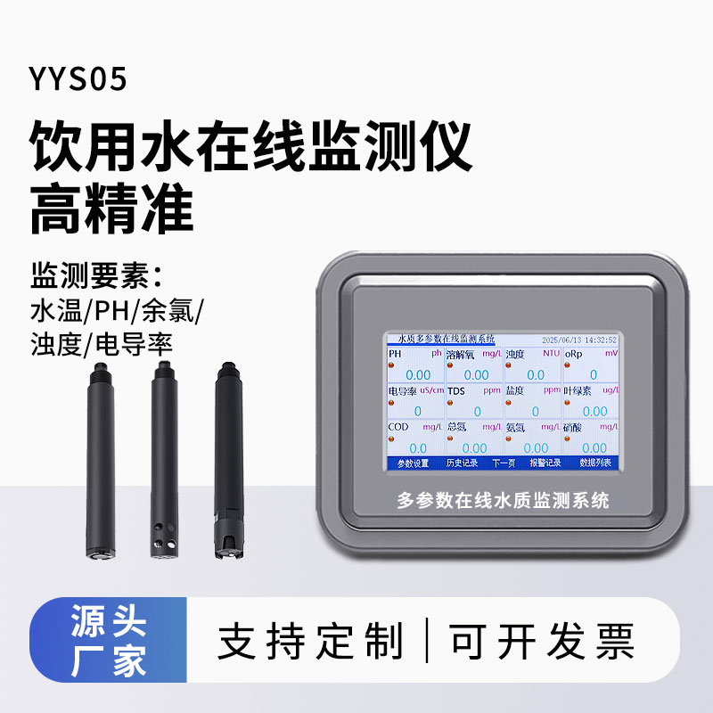 飲用水水質監(jiān)測參數(水溫、ph、余氯、濁度、電導率)