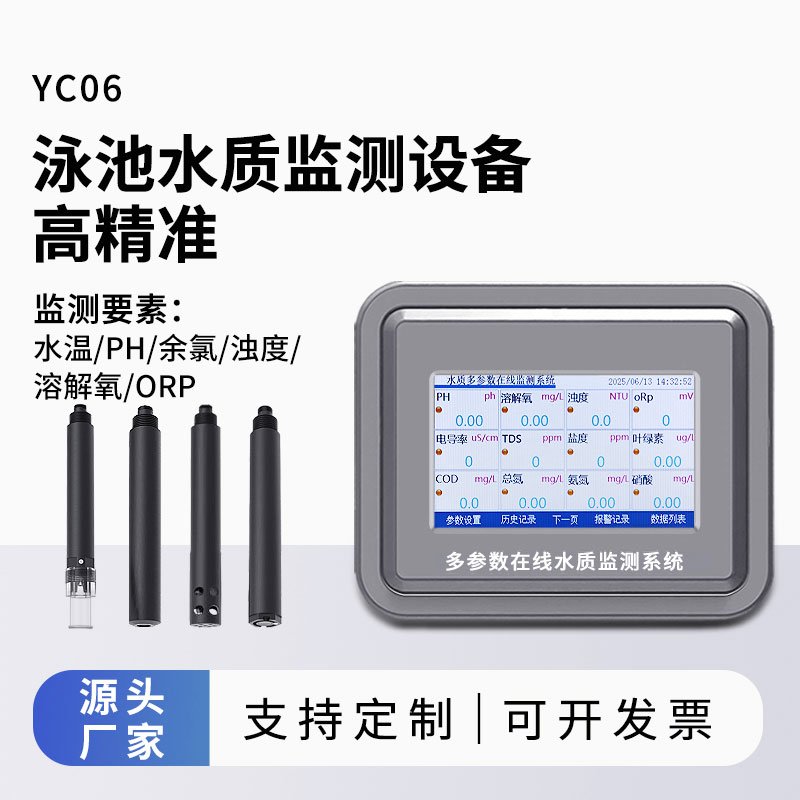 泳池水質(zhì)監(jiān)測參數(shù)（水溫、ph、余氯、濁度、溶解氧、orp）